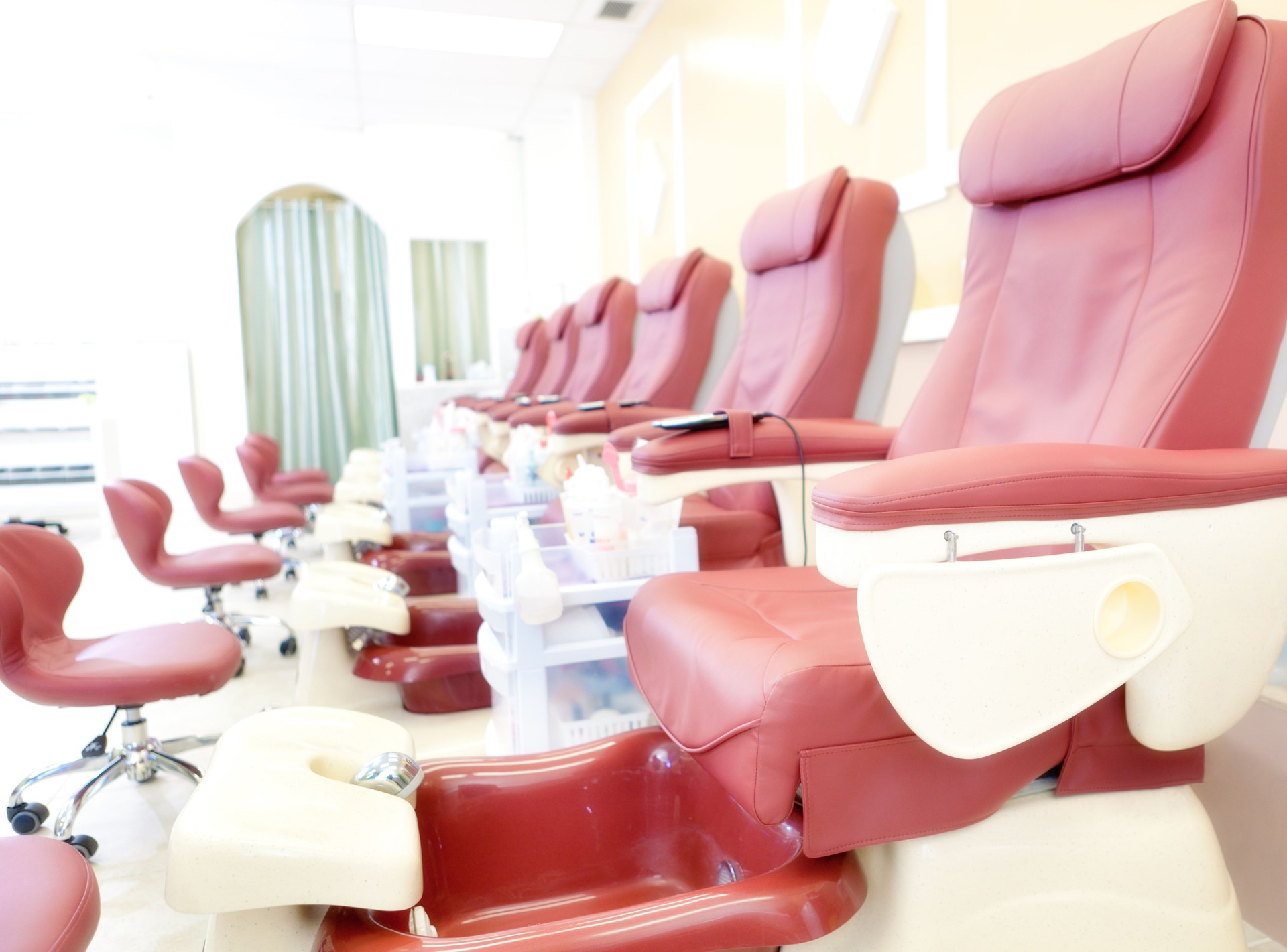 Pedicure Massage Chairs in Nail Salon Small Business Shop